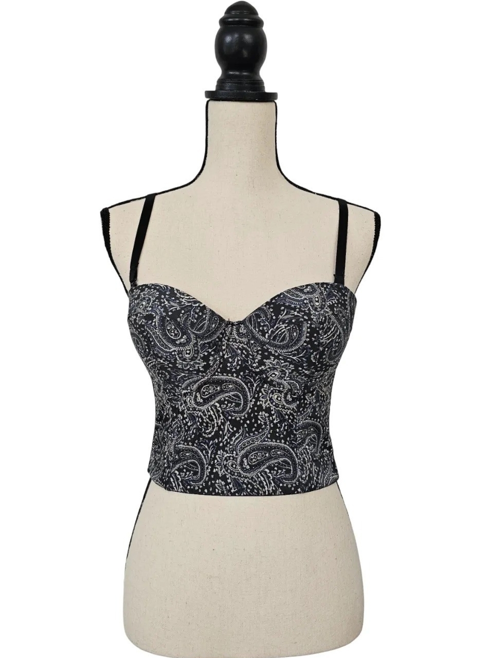 Love Culture Black Paisley Bustier Crop Top